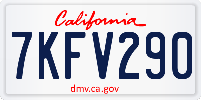 CA license plate 7KFV290