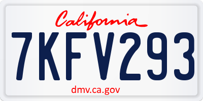 CA license plate 7KFV293