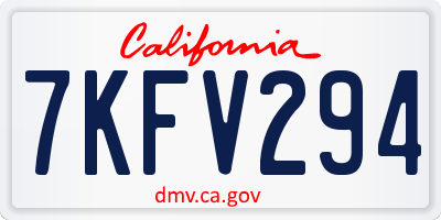 CA license plate 7KFV294