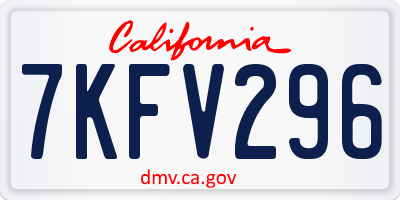 CA license plate 7KFV296