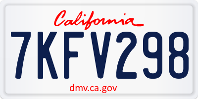 CA license plate 7KFV298