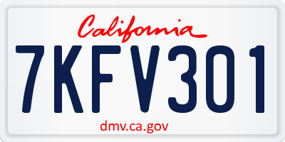 CA license plate 7KFV301