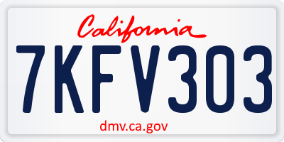 CA license plate 7KFV303