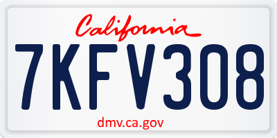 CA license plate 7KFV308