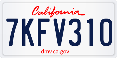 CA license plate 7KFV310