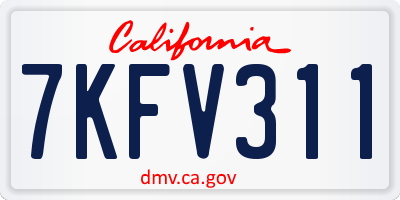 CA license plate 7KFV311