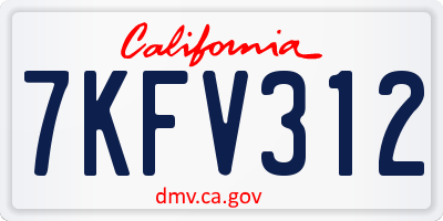 CA license plate 7KFV312