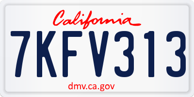CA license plate 7KFV313