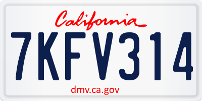 CA license plate 7KFV314