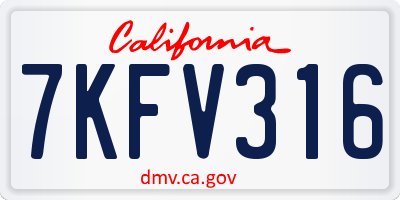 CA license plate 7KFV316
