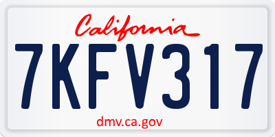 CA license plate 7KFV317