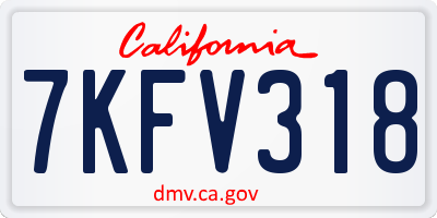 CA license plate 7KFV318