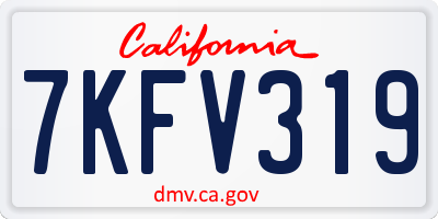 CA license plate 7KFV319