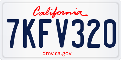 CA license plate 7KFV320