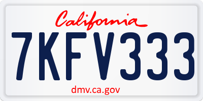 CA license plate 7KFV333