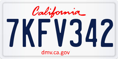 CA license plate 7KFV342