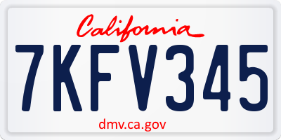CA license plate 7KFV345