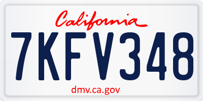 CA license plate 7KFV348