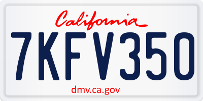 CA license plate 7KFV350