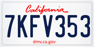 CA license plate 7KFV353