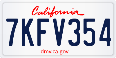 CA license plate 7KFV354