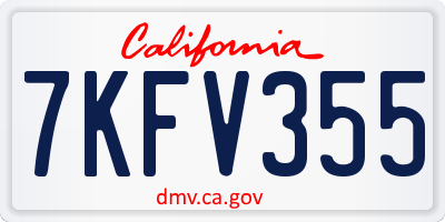 CA license plate 7KFV355