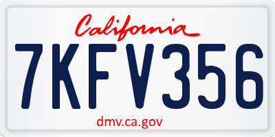CA license plate 7KFV356