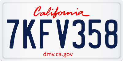 CA license plate 7KFV358
