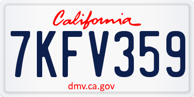 CA license plate 7KFV359
