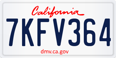 CA license plate 7KFV364