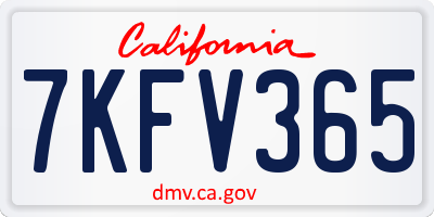 CA license plate 7KFV365