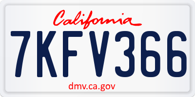 CA license plate 7KFV366