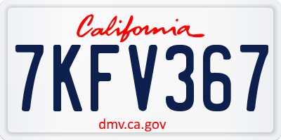 CA license plate 7KFV367
