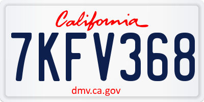 CA license plate 7KFV368