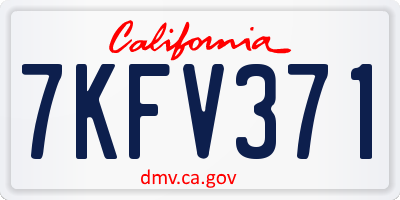 CA license plate 7KFV371