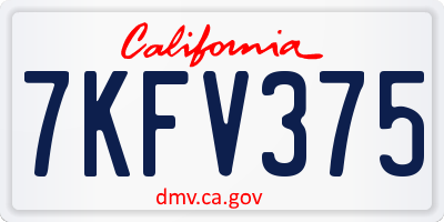 CA license plate 7KFV375