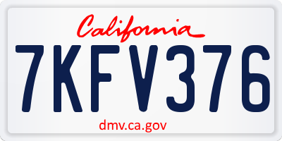 CA license plate 7KFV376