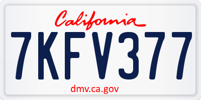 CA license plate 7KFV377