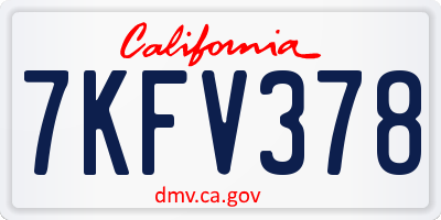 CA license plate 7KFV378