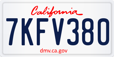 CA license plate 7KFV380