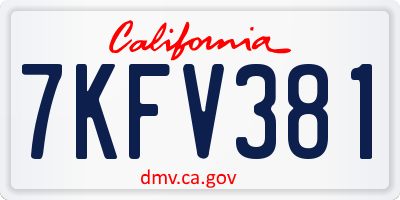 CA license plate 7KFV381