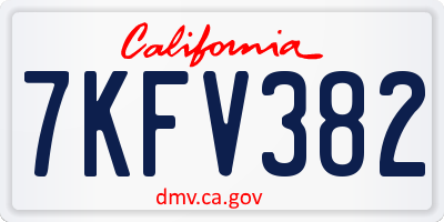 CA license plate 7KFV382