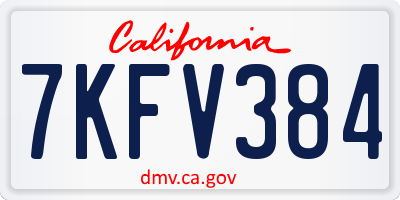 CA license plate 7KFV384