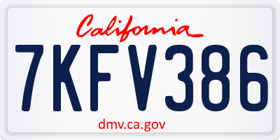 CA license plate 7KFV386