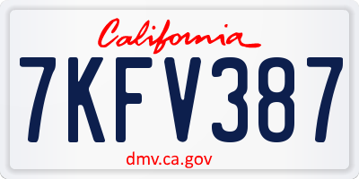 CA license plate 7KFV387