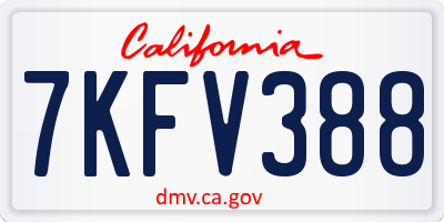 CA license plate 7KFV388