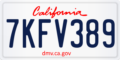 CA license plate 7KFV389