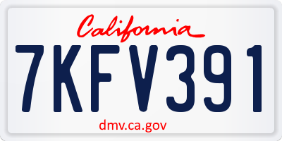 CA license plate 7KFV391