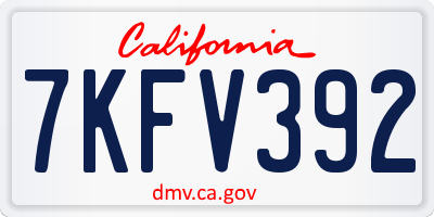 CA license plate 7KFV392