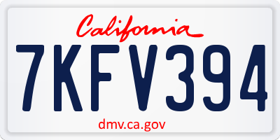 CA license plate 7KFV394